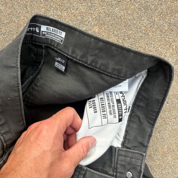Men's Carhartt Gray Rugged Flex Canvas Utility Work Wear Cargo Pants Sz 30 x 32 - Picture 4 of 7
